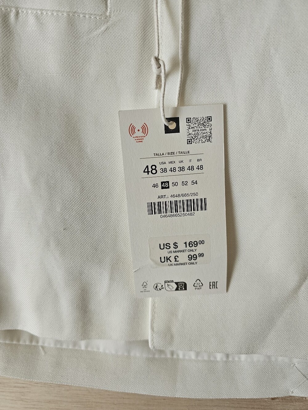 ZARA Men Off-White Linen Blend Double Breasted Blazer Jacket NWT Size 48 / US 38 - Picture 5 of 14